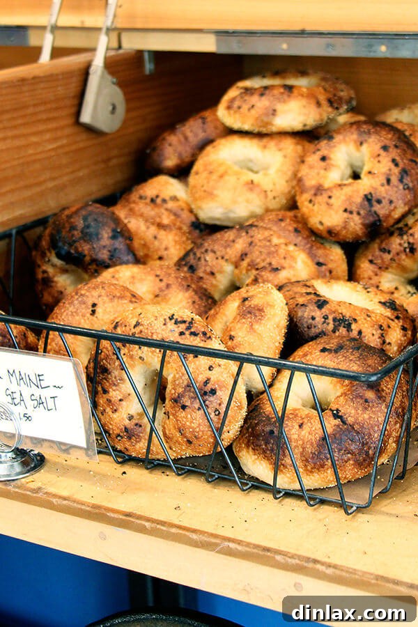 Delicious Maine sea salt bagels from Scratch Baking Co., showcasing their artisanal quality and tempting texture.