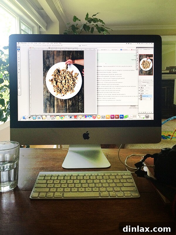 Food photography being professionally edited in Adobe Photoshop, showcasing adjustment layers and tools used for enhancing visual appeal and clarity.