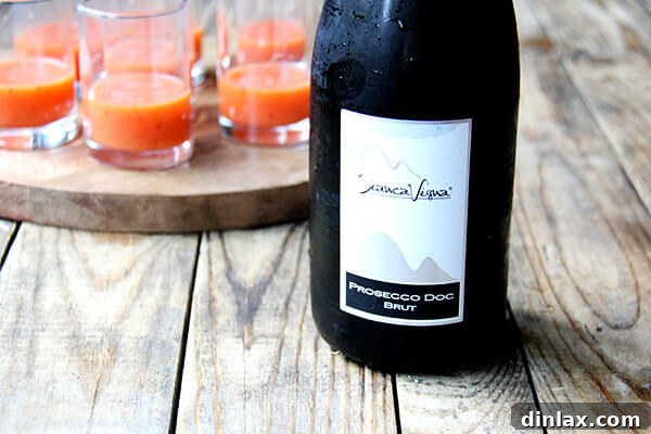 A bottle of chilled Prosecco, ready to be poured