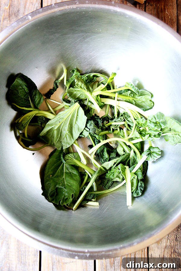 Week 4 CSA: Buttermilk Bliss, Green Revival, and Pickled Perfection 4 A close-up of very tired, wilted tatsoi greens in a bowl, showing their limp and shriveled state before revival.