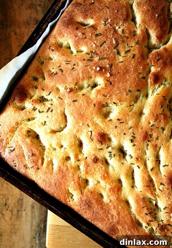 Perfectly Baked Golden Focaccia Bread with a crisp crust