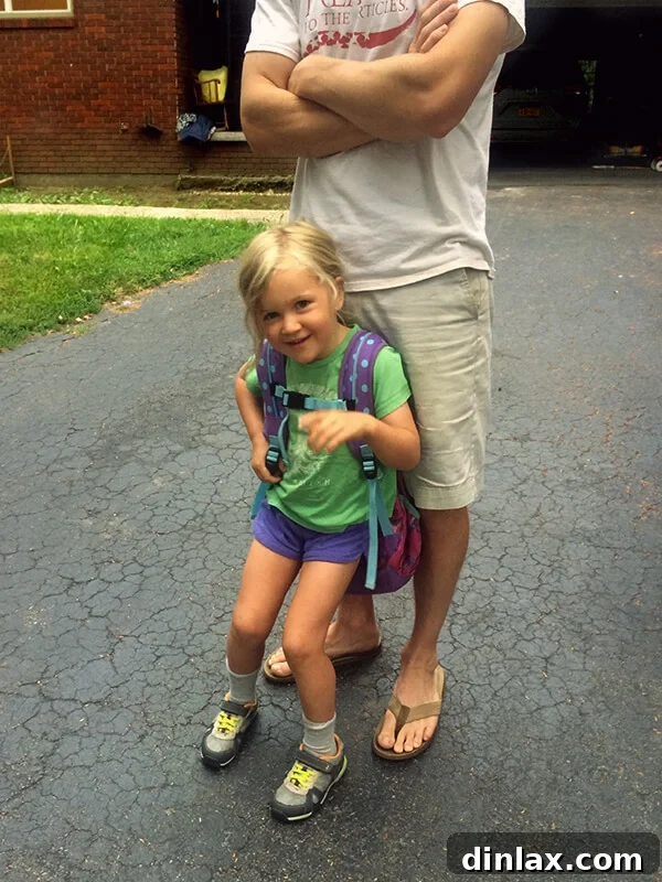 Homemade Granola Bars for Back-to-School 7 Happy family all smiles after a successful second day of kindergarten.