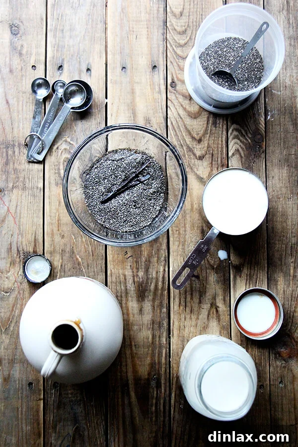 Ingredients for Vegan Chia Pudding with Cashew Milk