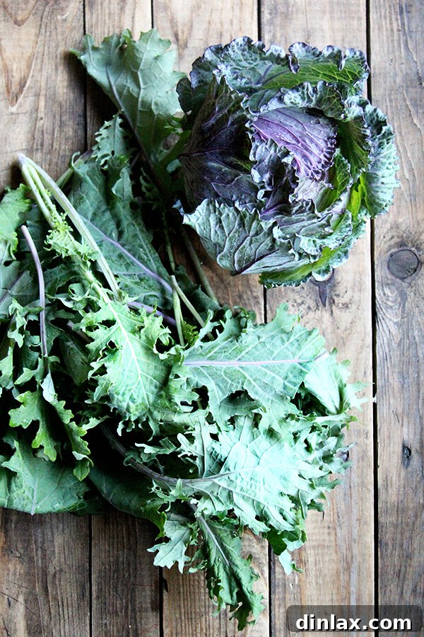 Mediterranean Freekeh Salad with Roasted Kale and Cabbage 2 Freshly shredded kale and cabbage ready for roasting, highlighting the vibrant greens and textures before cooking.