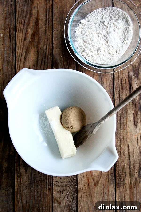 Three key ingredients for brown sugar shortbread: butter, light brown sugar, and all-purpose flour.