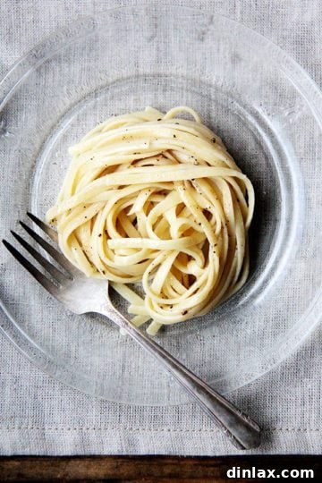 Delicious Cacio e Pepe, a creamy Roman pasta dish.