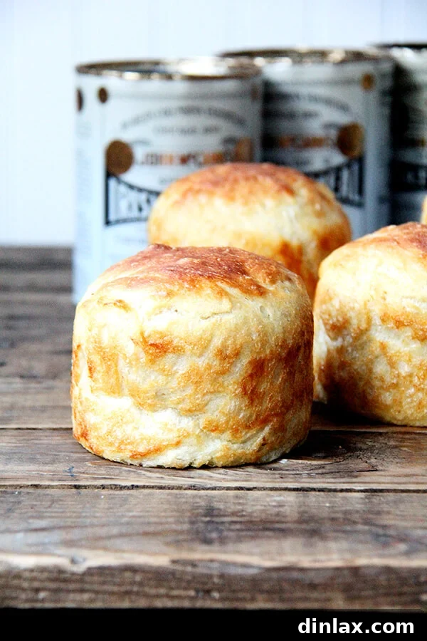 MFK Fisher's Comforting Potato Soup 9 Mini peasant bread loaves baked in steel cut oat tins, perfect for serving alongside a hearty bowl of potato soup.