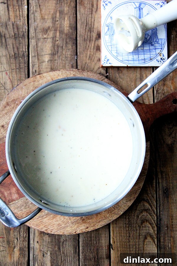 MFK Fisher's Comforting Potato Soup 7 The potato soup after being puréed to a smooth and creamy consistency, ready to be seasoned and served.