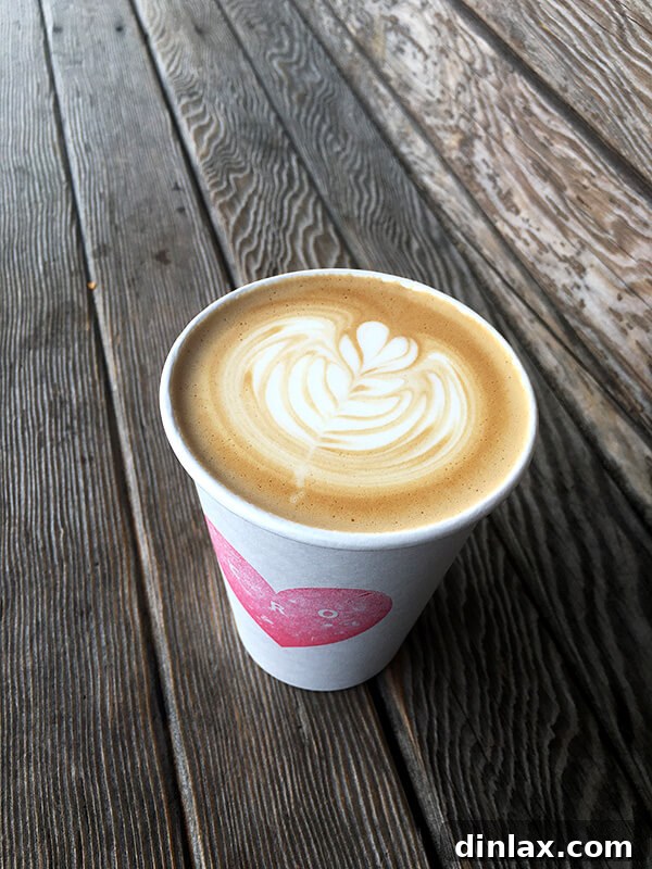 Cookbook Shoot Secrets and Bay Area Food Finds 21 A perfectly frothed latte with delicate latte art, served in a ceramic mug at The CRO Café.