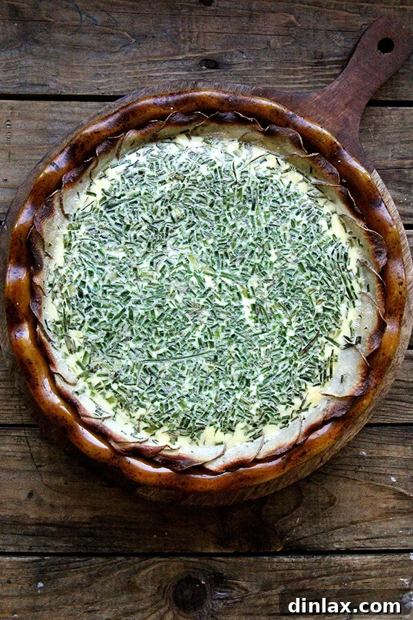A freshly baked potato-crusted quiche, golden brown and perfectly set, cooling on a wire rack.