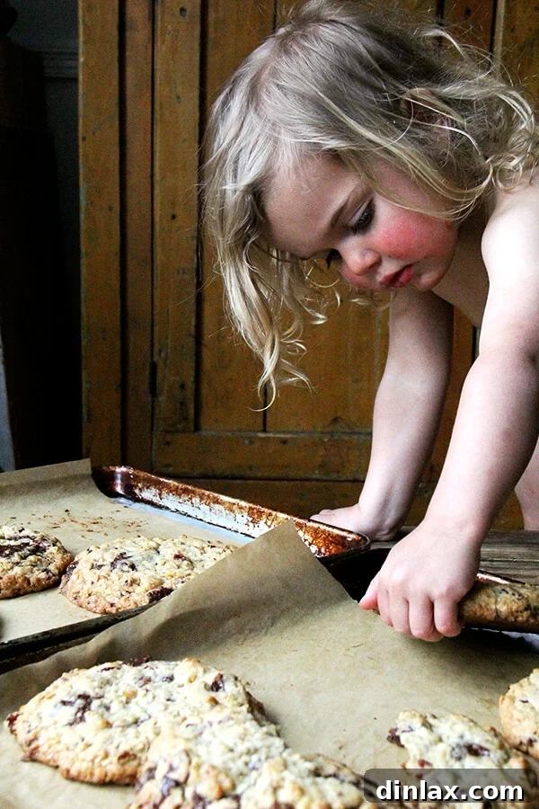 A charming image of a small child, Wren, enjoying a delicious treat, illustrating the pure joy and universal appeal of freshly baked cookies. This captures a moment of simple happiness.