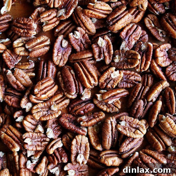 Raw, unblanched, unsalted pecans ready for preparation