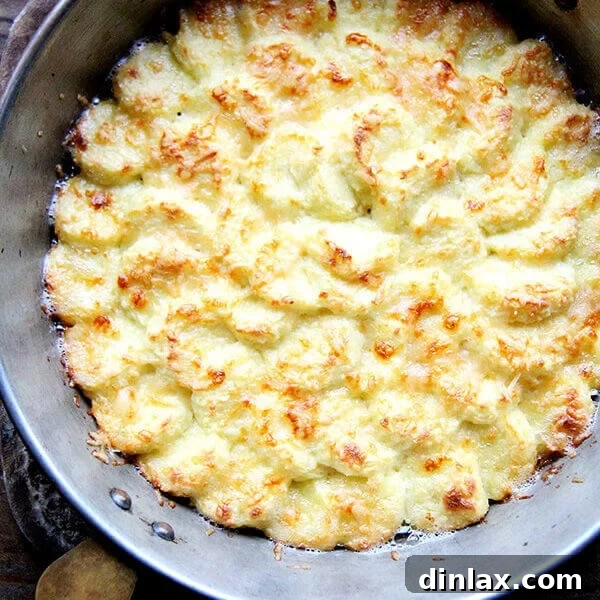 Perfectly baked semolina gnocchi, golden and inviting, ready to be served from a baking dish.