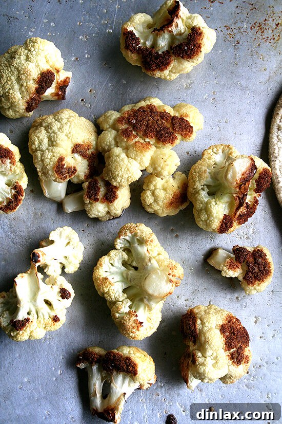 Golden Roasted Cauliflower Beautifully roasted cauliflower florets with crispy, charred edges, served fresh from the oven.