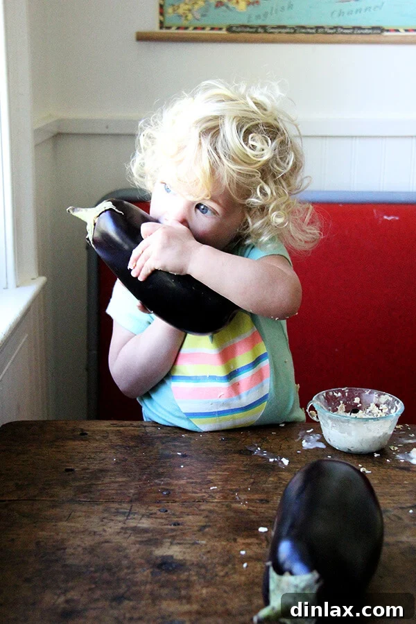 Eggplant being roasted or charred