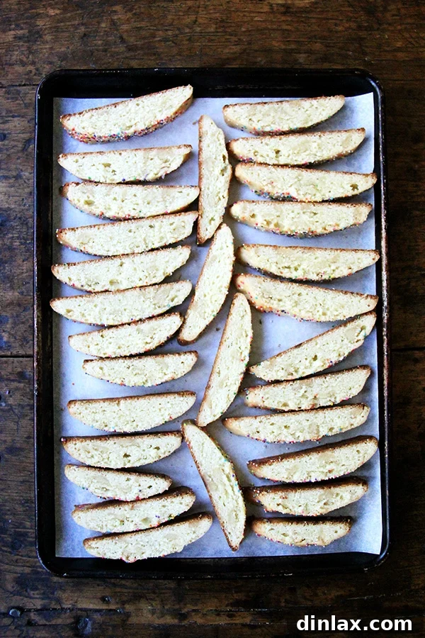Sweet and Salty Marzipan Mandel Bread 7 Freshly baked Mandel bread loaves with sprinkles, hot out of the oven.