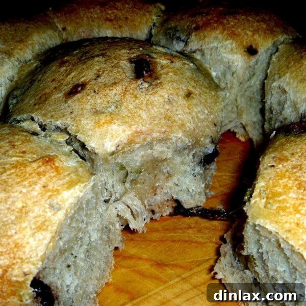 Rosemary olive dinner rolls.