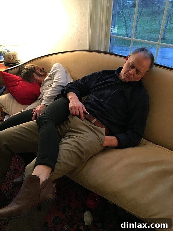 Jeweled Fall Tabbouleh 8 A cozy scene of two napping figures, symbolizing true post-holiday relaxation.