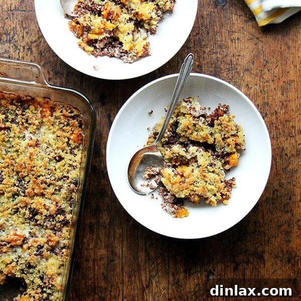quinoa bake with roasted butternut squash and onions