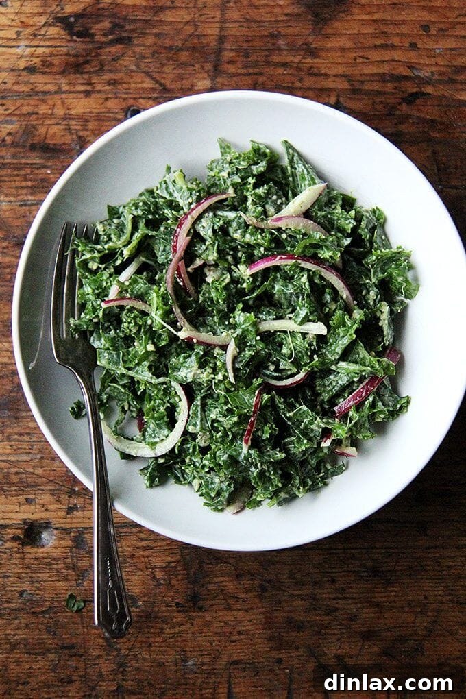 A vibrant, healthy vegan kale Caesar salad with tender massaged kale, quick-pickled red onions, and toasted pumpkin seeds. The light and lemony vegan dressing makes this plant-based Caesar truly addictive.