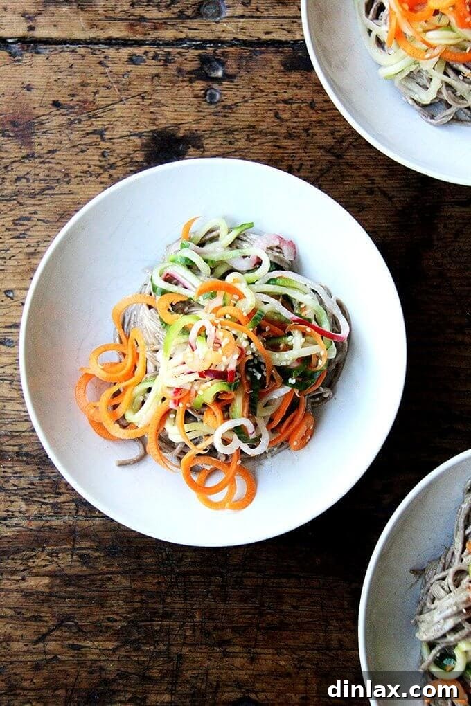 Almond-Sesame Soba Noodles with Quick-Pickled Vegetables: A Refreshing Summer Recipe Experience the vibrant flavors of Almond-Sesame Soba Noodles with Quick-Pickled Vegetables – a refreshing, easy, and healthy meal perfect for summer and utilizing fresh garden produce like carrots, cucumbers, and radishes.