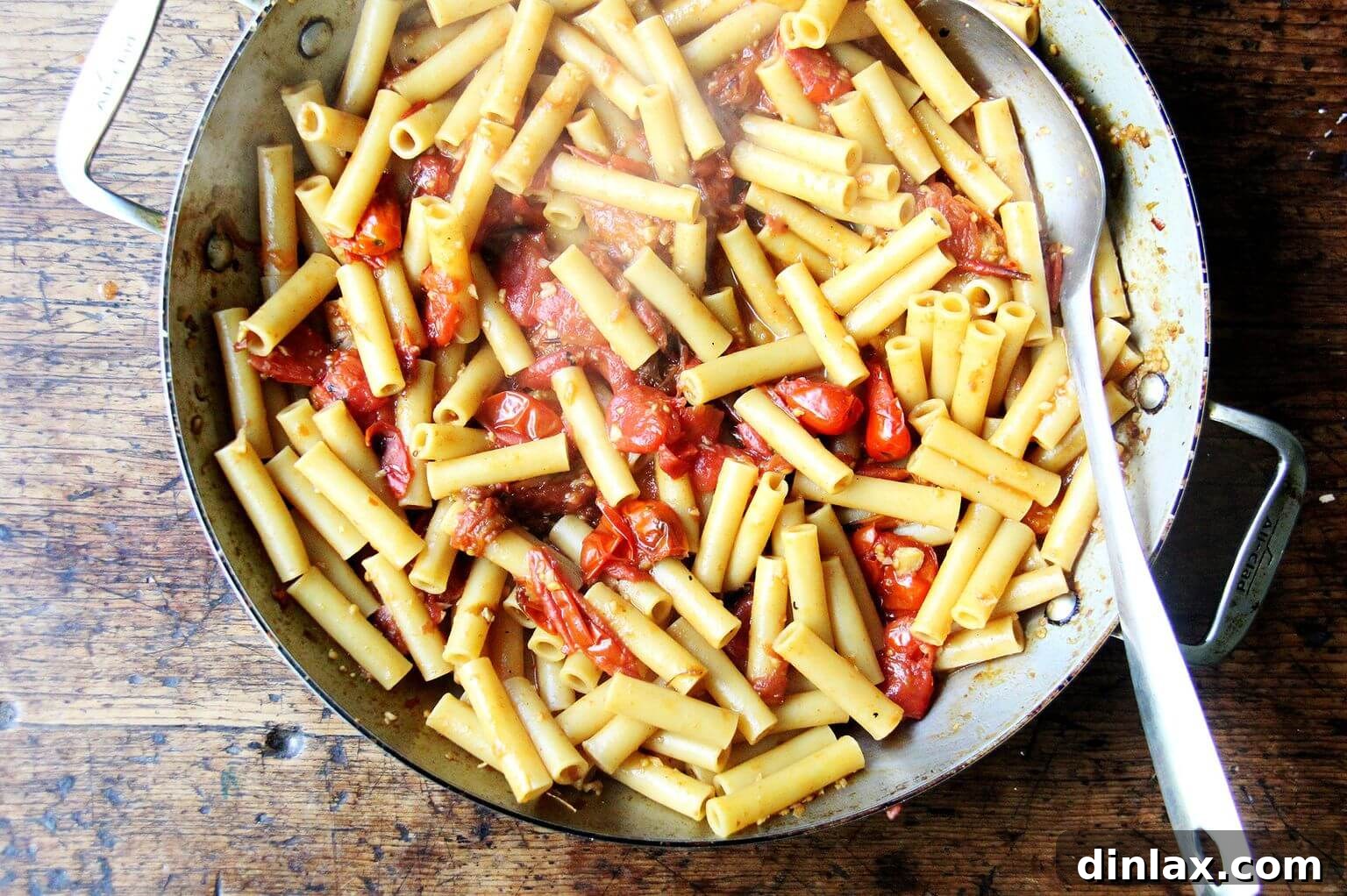 Close-up of the perfectly cooked ziti, showcasing its texture and how well it integrated with the one-pan sauce.