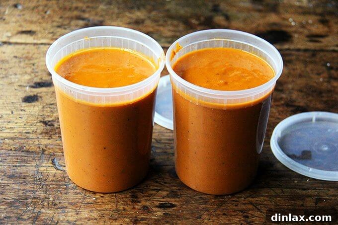 Marcella Hazan's Effortless Butter and Onion Tomato Sauce 14 Two quart containers freshly filled with homemade, puréed tomato sauce, ready for cooling.