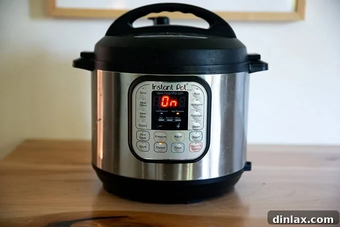 Mastering Homemade Chickpeas and Beans 4 An Instant Pot on a counter turned on.