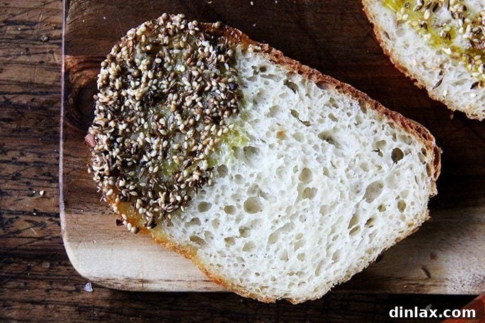 Crunchy Nut-Free Dukkah Blend 8 Slices of peasant bread dipped in olive oil and then coated in nut-free dukkah.