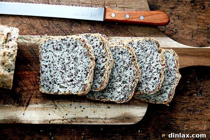Slices of quinoa-flax bread, perfectly toasted.