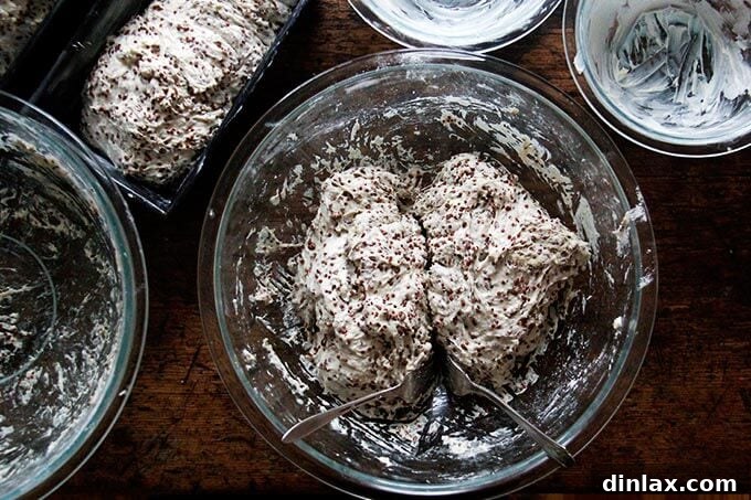 Golden Quinoa Flax Toast 12 A bowl of quinoa-flax dough after its first rise, ready to be divided.
