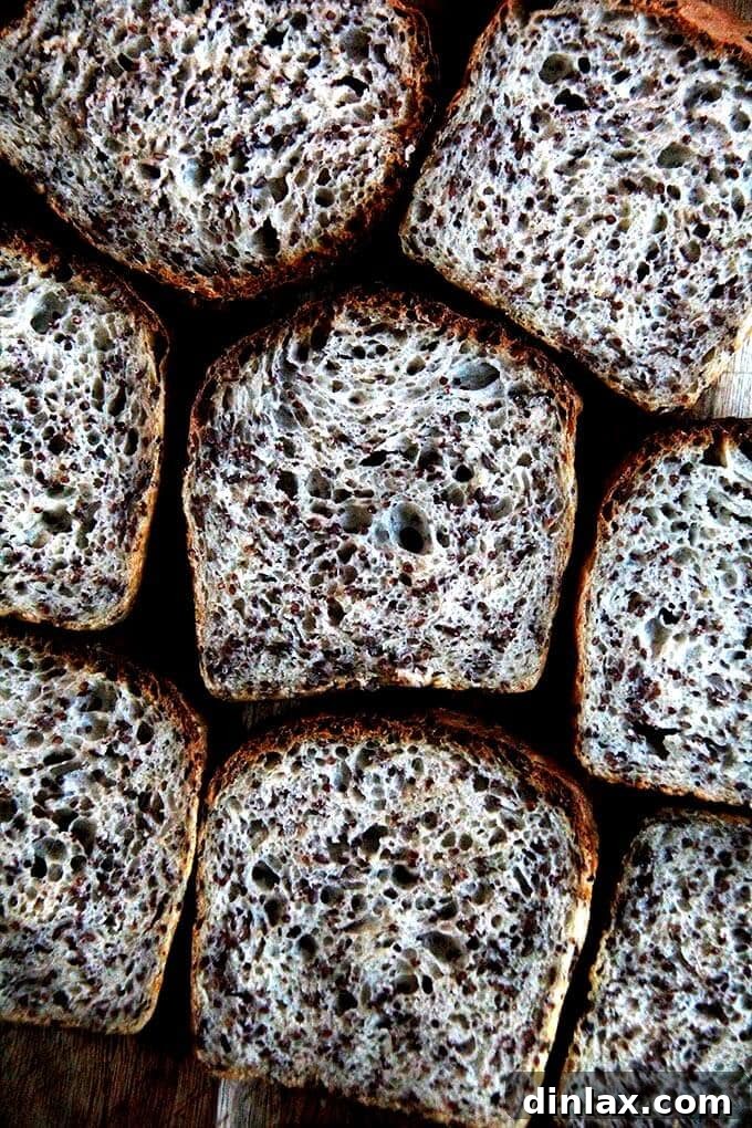 Golden Quinoa Flax Toast 22 Several slices of perfectly toasted quinoa-flax bread, ready to be enjoyed.