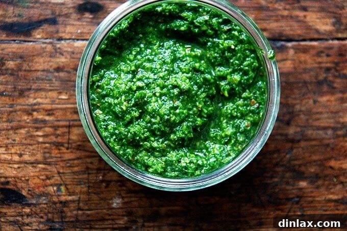 Freshly made schug sauce in a bowl