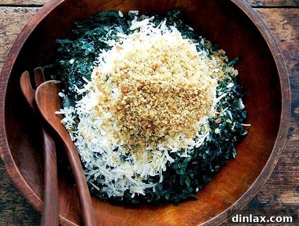 Favorite Kale Salad with Parmigiano Reggiano, Shallot Vinaigrette, and Toasty Bread Crumbs