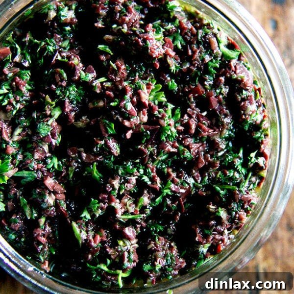 olive tapenade with capers and parsley