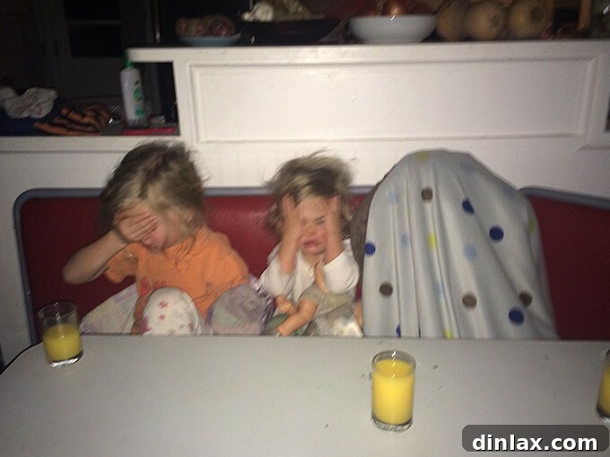 A snapshot of a typical, happy morning shared in our pre-renovation kitchen. Family breakfast in the old kitchen, creating cherished memories