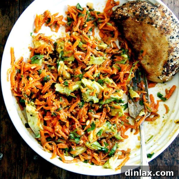 A bowl of Moroccan Carrot Salad.