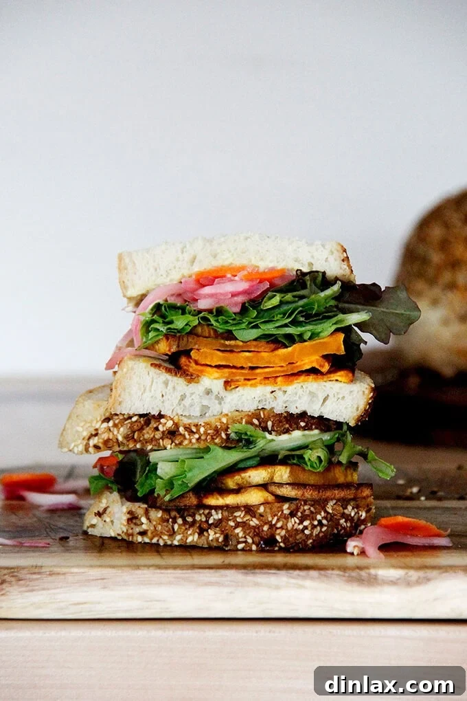 The 44 Special: A roasted sweet potato and pickled beet sandwich with aioli and goat cheese.