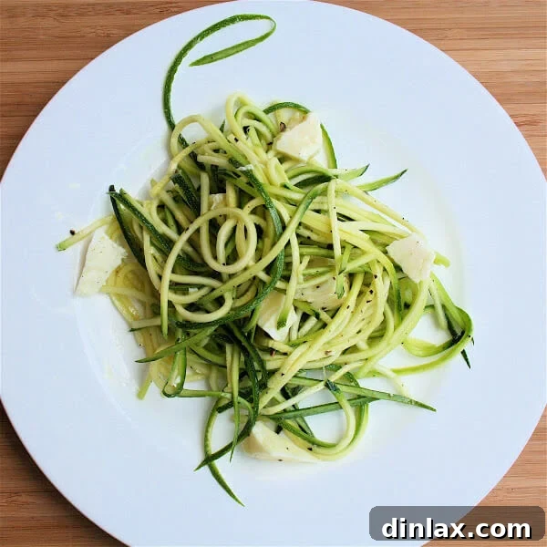 Shaved raw zucchini salad with Pecorino cheese, olive oil, and lemon dressing.