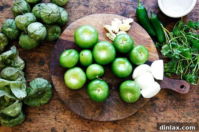 Cleaned tomatillos for salsa