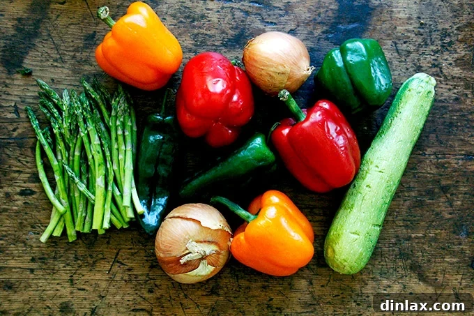 Fresh vegetables ready for dry grilling