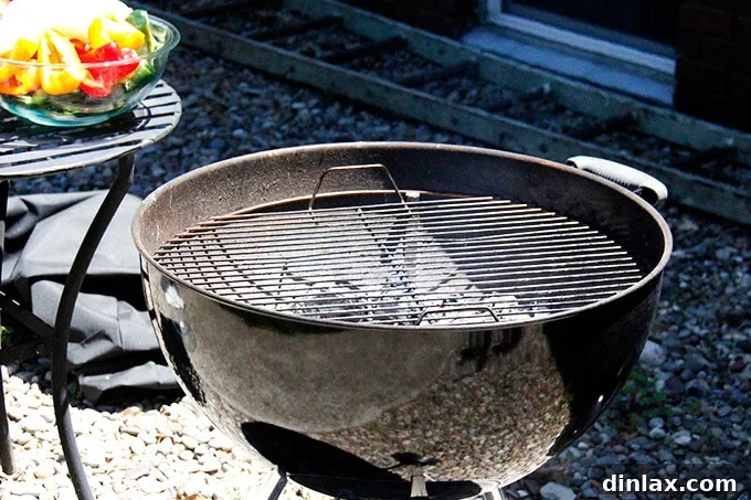 Grill grates heating up before vegetables are added