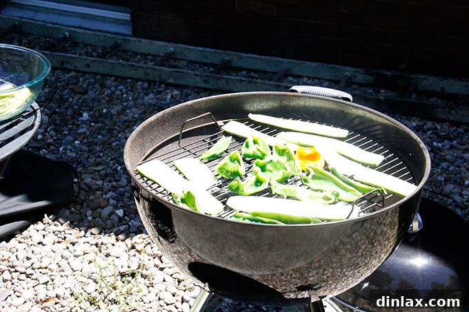 Vegetables dry grilling on an outdoor grill