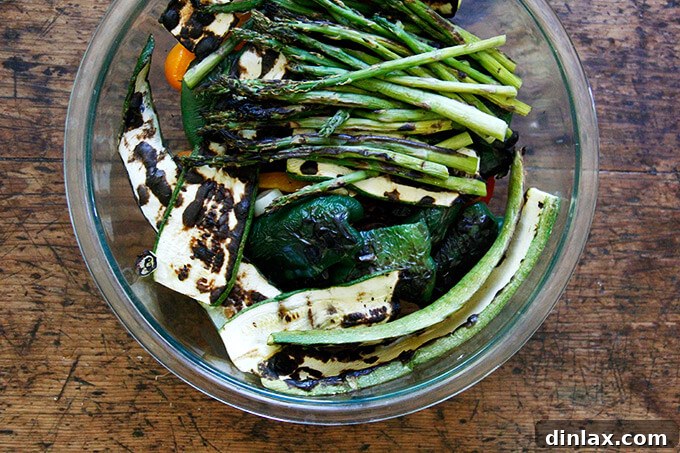Perfectly charred dry-grilled vegetables
