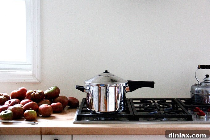 Opening the pressure cooker lid after pressure release.