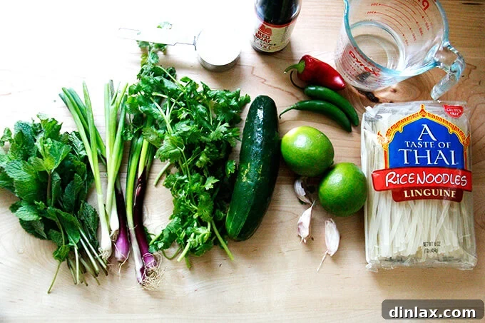 Ingredients to make rice noodles with nuoc cham.