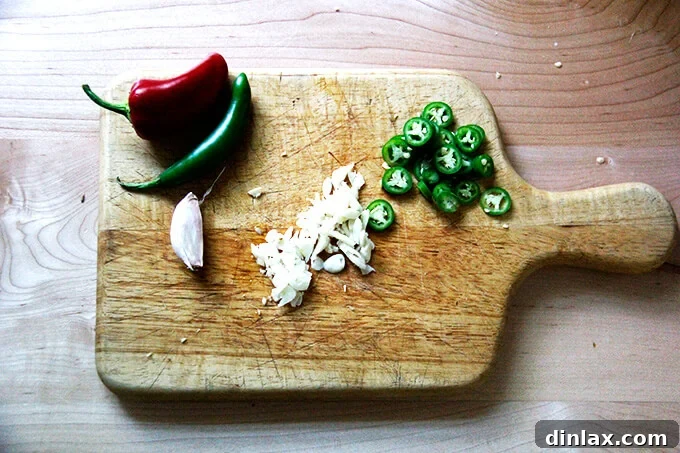 A board with the ingredients to make nuoc cham.
