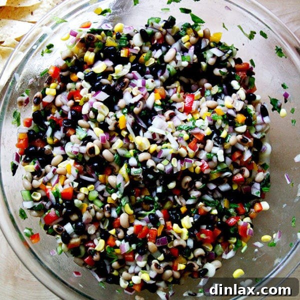 A bowl of fresh, vibrant Texas Caviar, ready to be enjoyed.