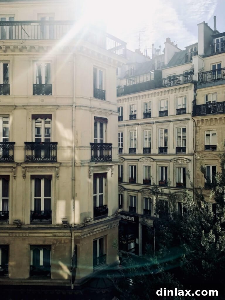 Parisian Gems 17 View from a window at Hotel Panache, overlooking a classic Parisian street.