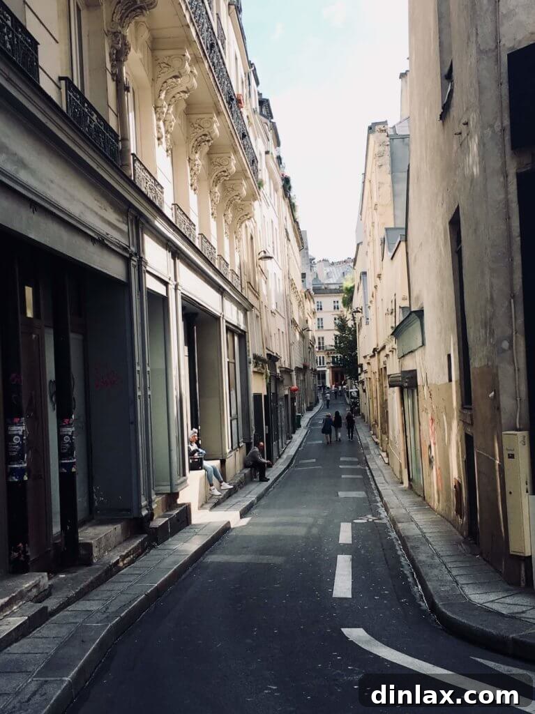 Parisian Gems 4 Close-up of a classic Parisian building facade, showcasing architectural details.